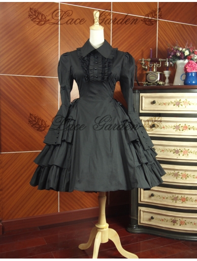 Black Long Sleeves Classic Gothic Lolita Dress