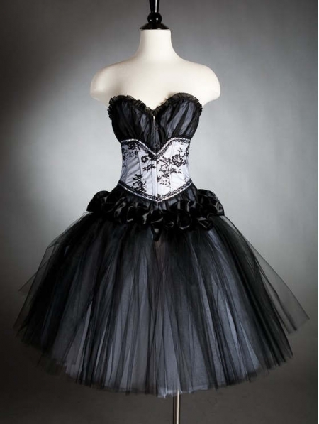 Black Gothic Corset Prom Dress