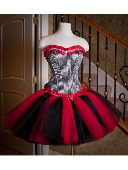 Red and Black Short Gothic Corset Dress
