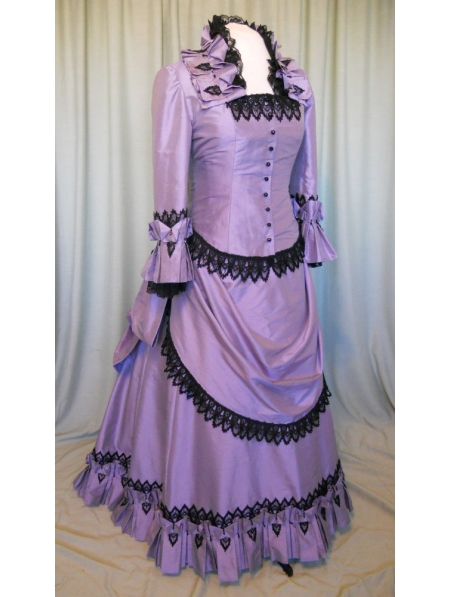 Purple Taffeta Victorian Bustle Ball Gown