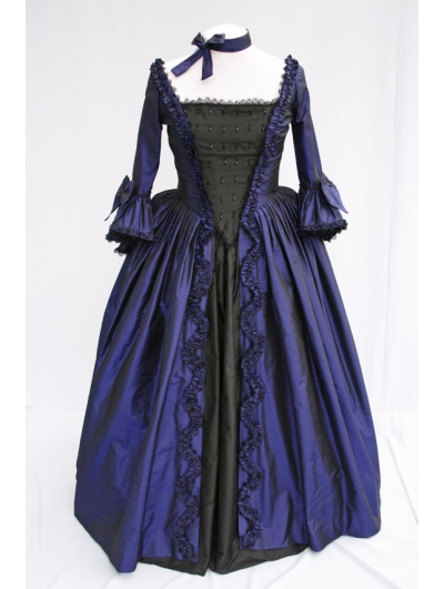 Purple and Black Taffeta Victorian Ball Gown