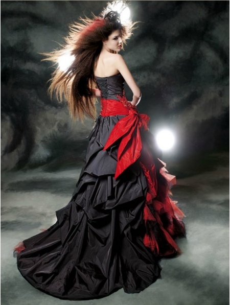 Home  Wedding  Red and Black Gothic Wedding Dress