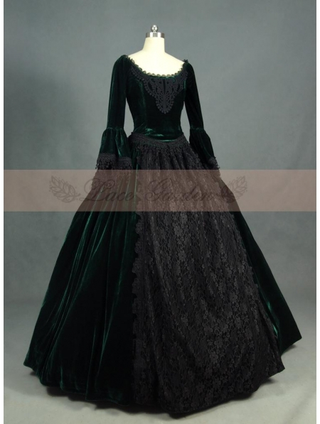 green victorian ball gown