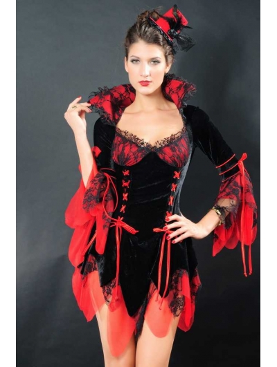 Sexy Black and Red Gothic Vampire Dress