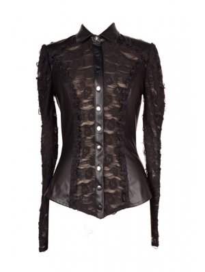 Women s Black Leather Blouses