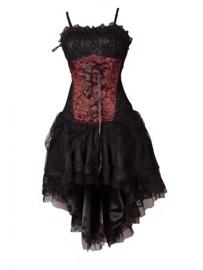 Red Corset High-Low Gothic Party Dress