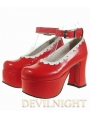 Red Sweet Lolita High Heel Shoes