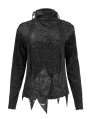 Black Gothic Ripped Long Sleeve Irregular T-Shirt for Women