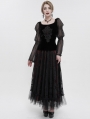 Black Vintage Gothic Velvet Transparent Long Sleeve Top for Women