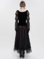 Black Vintage Gothic Velvet Transparent Long Sleeve Top for Women