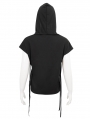 Black Gothic Punk Pentagram Hooded Short Top for Women