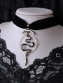 Black Gothic Punk Retro Moon Serpent Pendant Velvet Choker