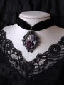 Black Velvet Classical Gothic Purple Rose Spider Web Pendant Choker