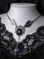 Classical Gothic Angel Wings Engraved Crystal Pendant Necklace