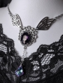 Classical Gothic Angel Wings Engraved Crystal Pendant Necklace