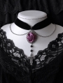 Black and Purple Rose Gothic Retro Cross Chain Velvet Choker