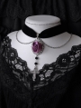 Black and Purple Rose Gothic Retro Cross Chain Velvet Choker