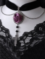 Black and Purple Rose Gothic Retro Cross Chain Velvet Choker