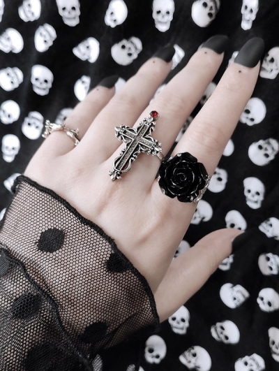 Vintage Dark Gothic Punk Blood Cross Ring