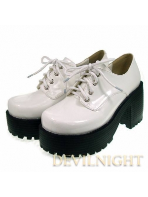 Sparkling White/Black/Red/Blue Classic High Heel Lolita Leather Shoes 