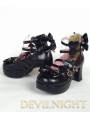 Nifty Pink/Black/White Cute Bow Belt Lolita High Heel Shoes