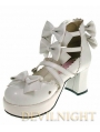 White/Pink/Black Bow Belt Sweet Lolita Shoes With High Heel