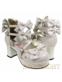 White/Pink/Black Bow Belt Sweet Lolita Shoes With High Heel