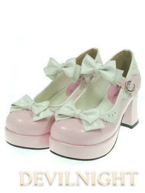 Dreamy Pink Lady Style Middle-Heeled Sweet Lolita Shoes With Cute Bows