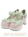 Dreamy Pink Lady Style Middle-Heeled Sweet Lolita Shoes With Cute Bows