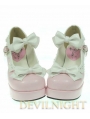 Dreamy Pink Lady Style Middle-Heeled Sweet Lolita Shoes With Cute Bows