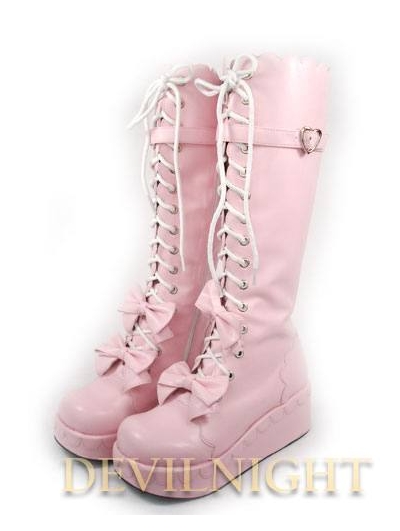 Pink/Black/White Little Girl Sweet Lolita Platform Boots