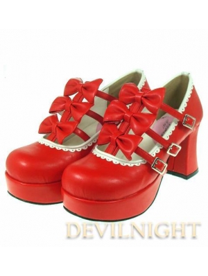 Red/Pink Princess Style High-Heel Sweet Lolita Shoes
