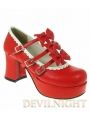 Red/Pink Princess Style High-Heel Sweet Lolita Shoes