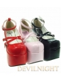 Red/Pink/Black Belt High Heel Sweet Lolita Shoes 