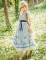Blue and Ivory Lace Elegant Embroidered Classic Long/Short Lolita OP Dress