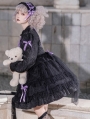 Black and Pink/Black and Purple/White and  Pink Bow Long-sleeved Tiered Sweet Lolita OP Dress