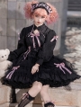 Black and Pink/Black and Purple/White and  Pink Bow Long-sleeved Tiered Sweet Lolita OP Dress