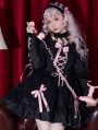 Love Overture Black/Pink Long Sleeve Sweet Coll Dark Gothic Lolita OP Dress