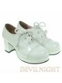 White/Black/Red Middle-Heeled Lace-up Classic Lolita Shoes