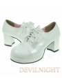 White/Black/Red Middle-Heeled Lace-up Classic Lolita Shoes