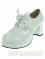 White/Black/Red Middle-Heeled Lace-up Classic Lolita Shoes