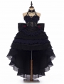 Ismailia Black and Blue Wedding Tea Party Tiered Gothic Lolita JSK Dress Set