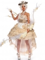 Ismailia White and Gold Wedding Tea Party Tiered Gothic Lolita JSK Dress Set