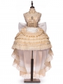 Ismailia White and Gold Wedding Tea Party Tiered Gothic Lolita JSK Dress Set