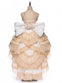 Ismailia White and Gold Wedding Tea Party Tiered Gothic Lolita JSK Dress Set