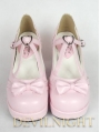 Pink/Black Sweet Lolita Shoes With Middle Platform and Crossed Belt