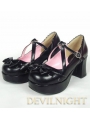 Pink/Black Sweet Lolita Shoes With Middle Platform and Crossed Belt