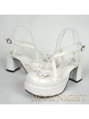 White Cross Blet High Heeled Sweet Lolita Sandals