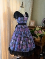 Midsummer Garden Black/White Elegant V-Neck Lace Ruffle Classic Lolita OP Dress