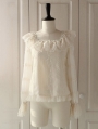 Swan Lake White/Ivory Retro Lace Long Lantern Sleeve Classic Lolita Blouse